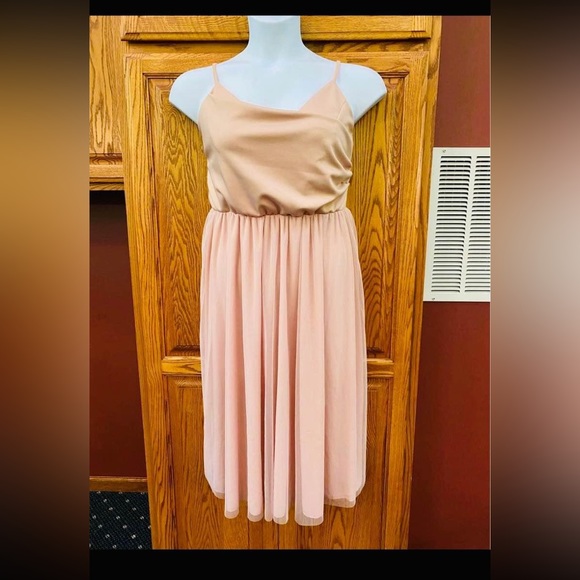 NWT ASOS Blush Midi Dress with Tulle Skirt, Size 14 - Picture 5 of 6